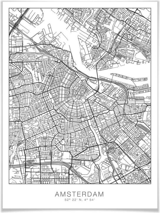 Immagine prodotto Trenddeko Mappa della città di Amsterdam (60 x 80 cm)