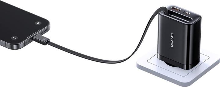 Produktbild Usams CC296 30W Fast Charger With Retractable Type-C Cable (EU) - Xiang Series White (30 W)