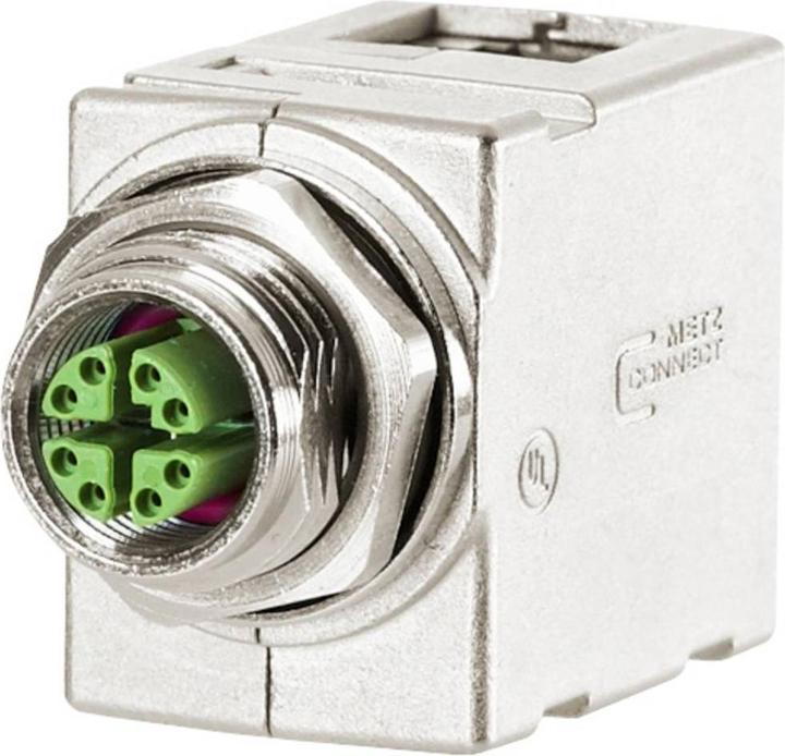 Actual product image Elbro CONNECT M12 Coupling X-coded to RJ45, angled 90 (Network coupling)