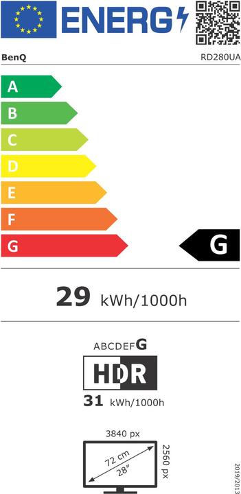Energy Label BenQ RD280UA IPS 4K UHD USB-C HDR10 (3840 x 2560 pixels, 28.20")