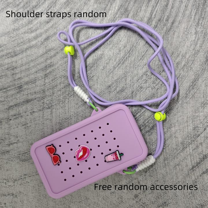 Actual product image Only-Bags.Store Chic silicone biscuit-shaped crossbody mobile phone bag with detachable strap - lightweight, zip