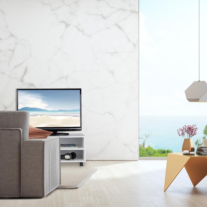 Image du produit Relaxdays Meuble TV avec 4 compartiments sur roues (80 x 35 x 35 cm)