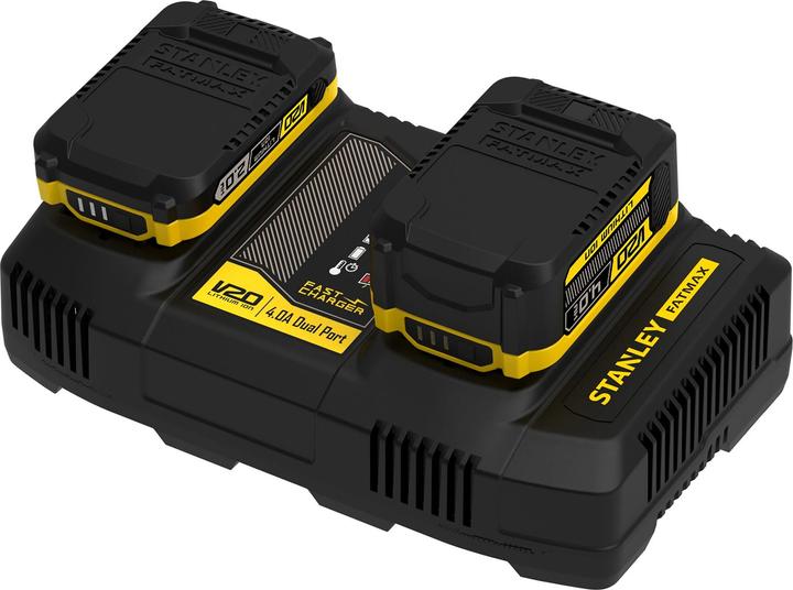 Immagine prodotto Stanley Caricabatterie rapido FatMax a doppio alloggiamento SFMCB24 (18 Volt, 4 Ampere, ricarica 2 batterie (18 V)
