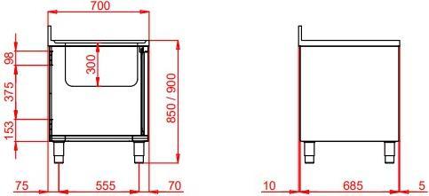 Actual product image Gastro Hero Sink cabinet Eco with basin (70 cm, 120 cm)