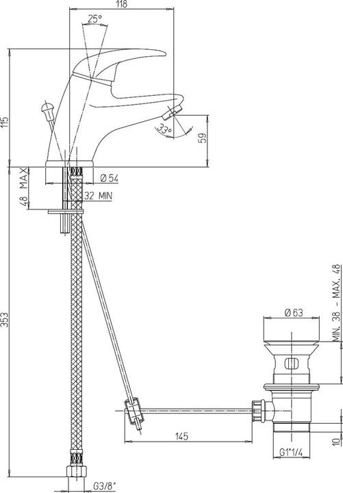 Image du produit Aquaperl Mitigeur monocommande pour lavabo/lavabo Eco-Click chromé (économie d'eau, économie d'énergie)