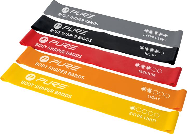 Pure Widerstandsbänder 5er Set Schwarz, Grau, Orange, Rot, Gelb, Schaumstoff, Gummi