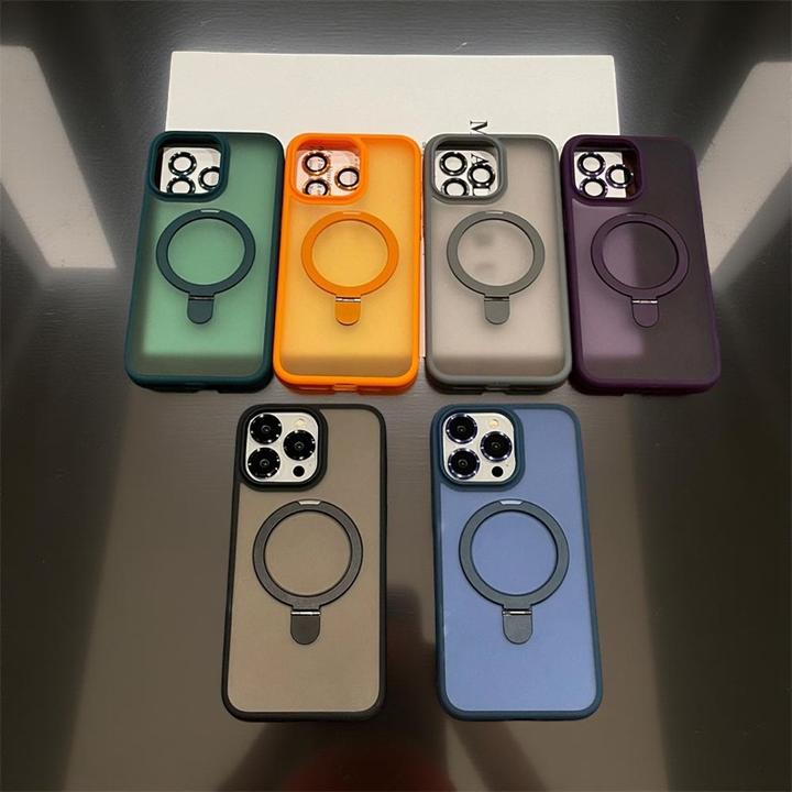 Actual product image RPD Apple iPhone 16 Plus - MagSafe Stand Etui mit Kameraschutz, orange, Matt (Apple iPhone 16 Plus)