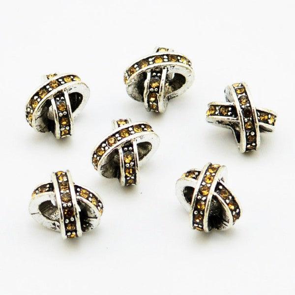 Produktbild Hermex X - Bead versilbert 925 mit Strass - Silbrig Gelb (Metalllegierung)
