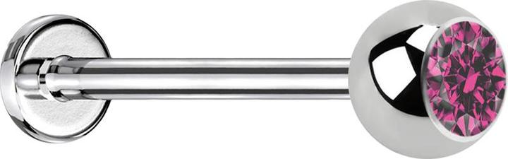Produktbild Star Piercing Micro Threadless Labret silber mit Kugel Kristall pink (ohne Messing, Chirurgenstahl 316L)