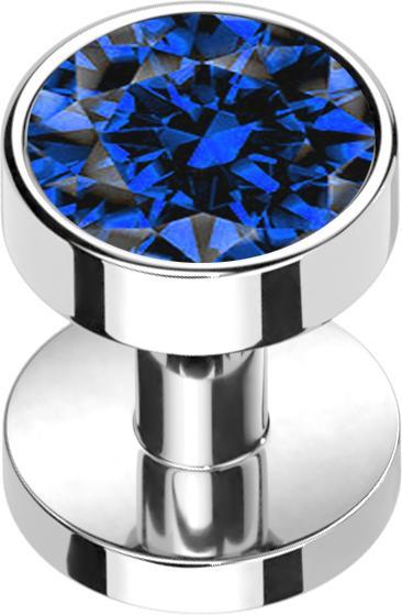 Actual product image Star Piercing Skin Diver silver with crystal dark blue (Titanium G23, without brass)