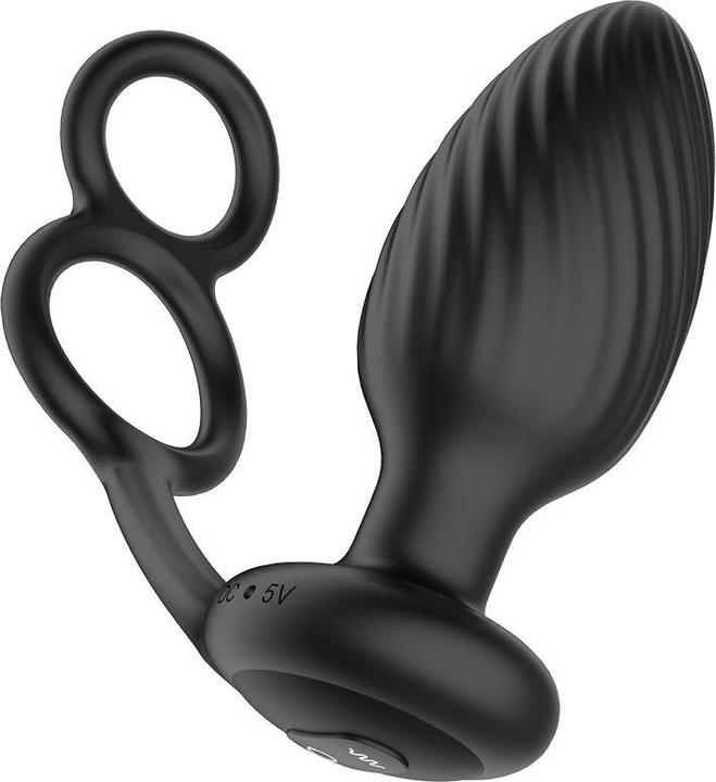 Actual product image Nexus - TORNADO Rotating Plug with Cock & Ball Rings - Black