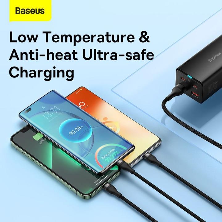 Actual product image Baseus 3in1 USB cable Flash Series, USB-C + micro USB + Lightning, 100W, 1.2m (black) (1.20 m, USB 3.2 Gen 1, 100 W)