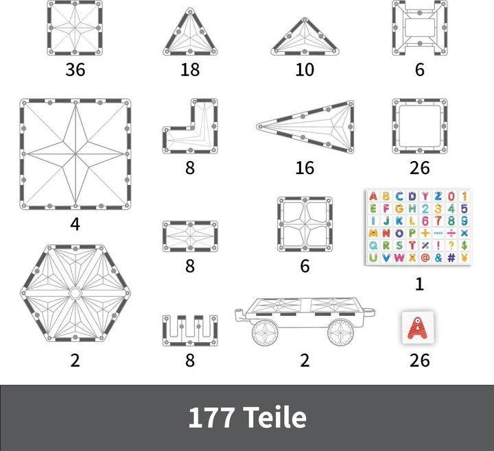 Immagine prodotto Mntl Piastrelle magnetiche 177 pezzi Mega Pastel Pack - Blocchi da costruzione magnetici