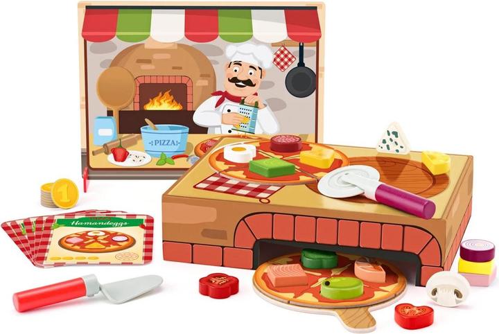 Actual product image Woody Pizzeria Carlo, didactic game with plug-in moulds