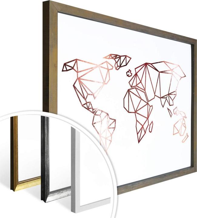 Produktbild Trenddeko Origami Weltkarte - Roségold-Optik (80 x 60 cm)