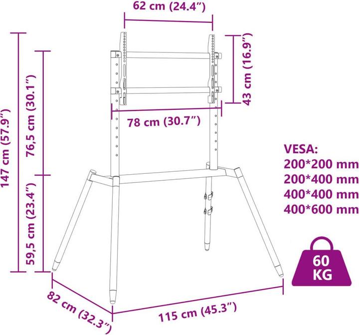 Actual product image VidaXL TV stand 37-86 inch screen Max VESA 400x600 mm 60 kg (86", 60 kg)