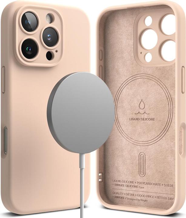 Image du produit Ringke Coque pour iPhone 16 Pro SILICONE MAGNETIQUE PINK SAND (Apple iPhone 16 Pro)