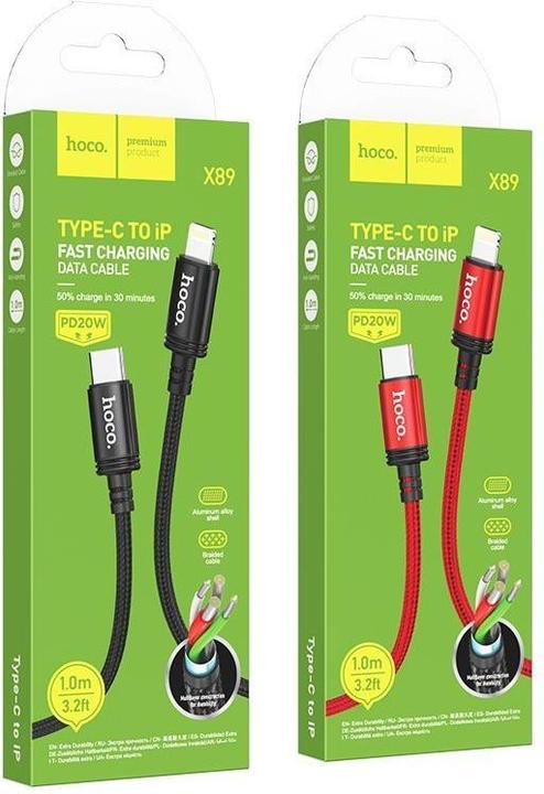 Produktbild Hoco Cable cable Type C to Lightning PD 20W X89 1 m black (1 m, USB 3.2 Gen 1, 20 W)