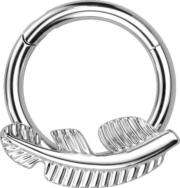 Star Piercing Micro Segmentring klappbar silber Feder (Titan G23, ohne Messing)