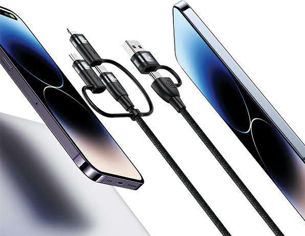 Actual product image Usams US-SJ645 U85 PD100W A+C to C+L+M 6in1 Fast Charging Cable 1.2m (1.20 m, USB 3.2 Gen 1)