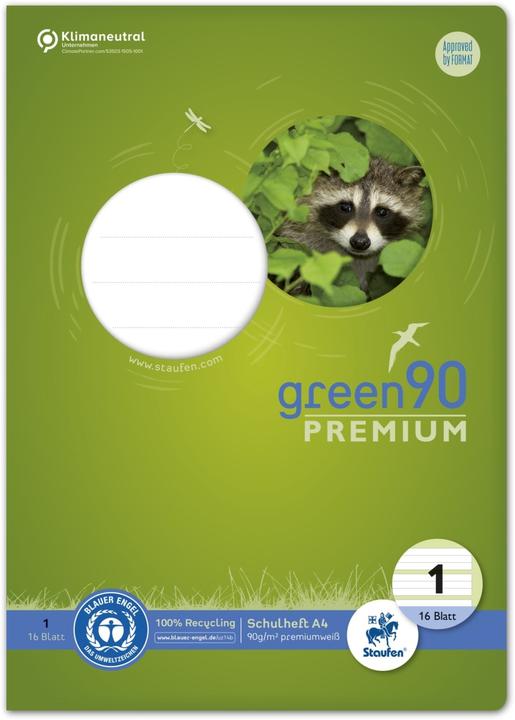 Staufen Exercise book green ruled 1 lined DIN A4 without margin, 16 sheets (A4, Lined, Hardcover)