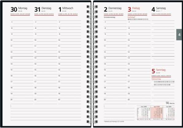 Produktbild rido/idé 7021102305 Buchkalender Modell futura 2 (2025)| 2 Seiten = 1 Woche| A5| 160 Seiten| PP (A5, Deutsch)