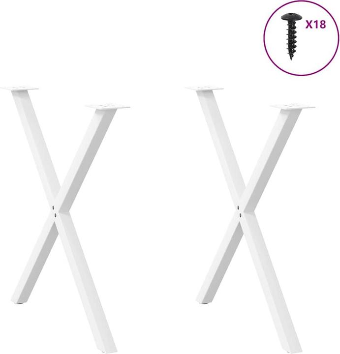 Produktbild VidaXL Esstischbeine X-Form 2 Stk. Weiss 70x(72-73) cm Stahl Tischbein