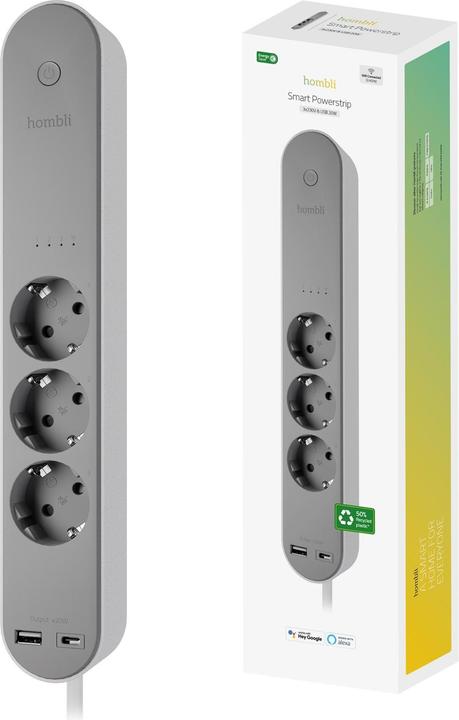 Actual product image Hombli Smart socket strip (3 x, USB-C, USB-A, 1.50 m)