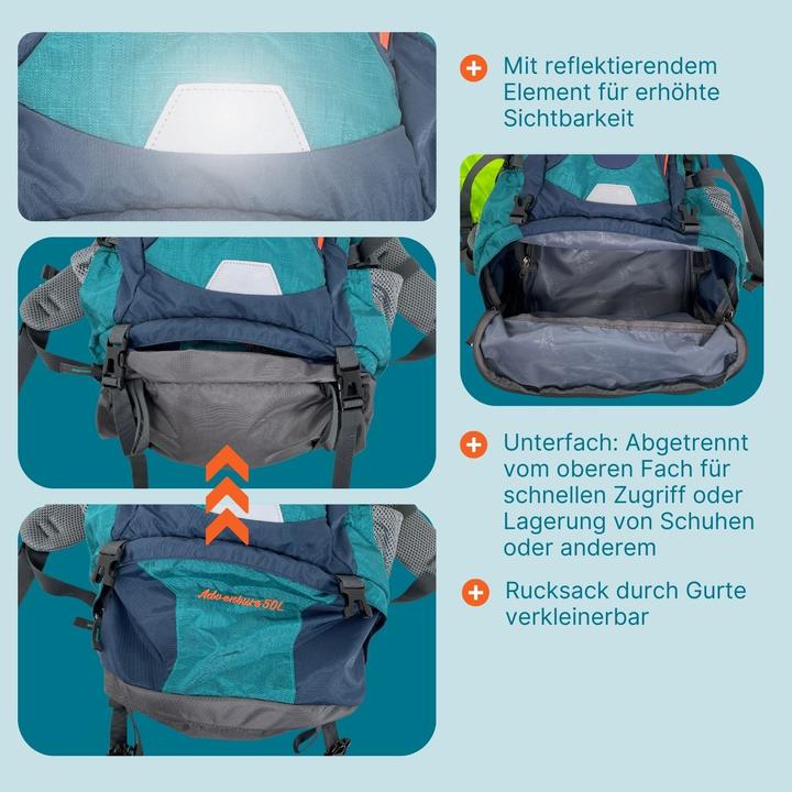 Image du produit Hermex Sac à dos de randonnée Sac à dos de trekking Sac à dos d'extérieur Sac à dos de camping (50 l)