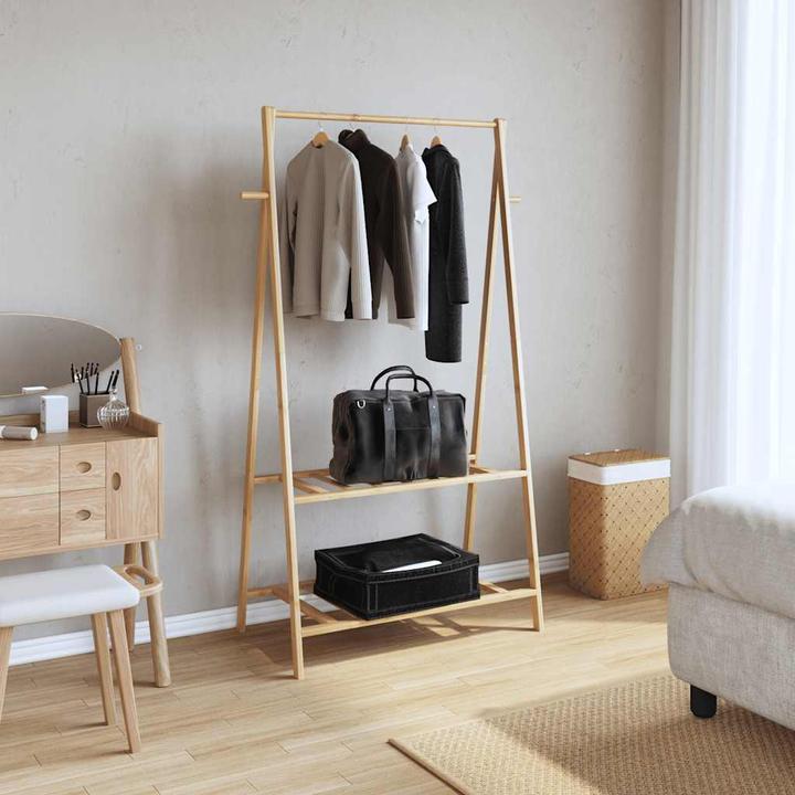 Produktbild VidaXL Kleiderständer mit Ablagen 96x45,5x150,5 cm Bambus