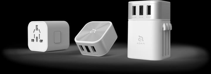 Produktbild Adam Elements OMNIA T3 | Weiss | Universal-Reiseadapter mit USB-C und USB-A Ladeanschlüssen