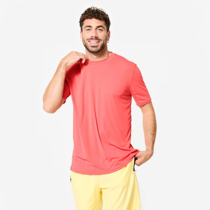 Domyos T-Shirt Herren Rundhalsausschnitt atmungsaktiv - rosa
