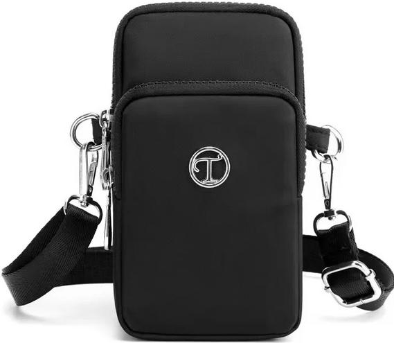 PhoneLook Ultraleichte Mini-Schultertasche 3 Taschen mit Reissverschluss und abnehmbarem Riemen