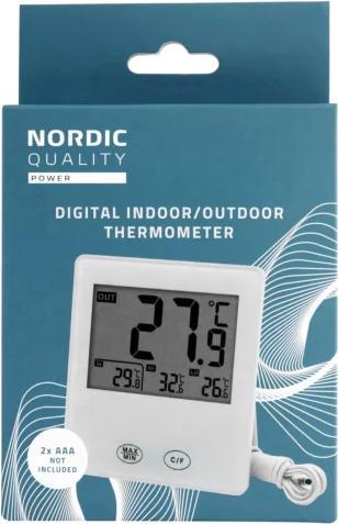 Actual product image Deltaco Nordic Quality Digital indoor-outdoor thermometer w wired sensor