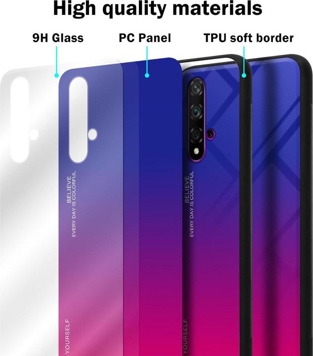 Produktbild Cadorabo TPU 2 Farben Glas Cover (Huawei Nova 5T, TCL 20S, Honor 20)