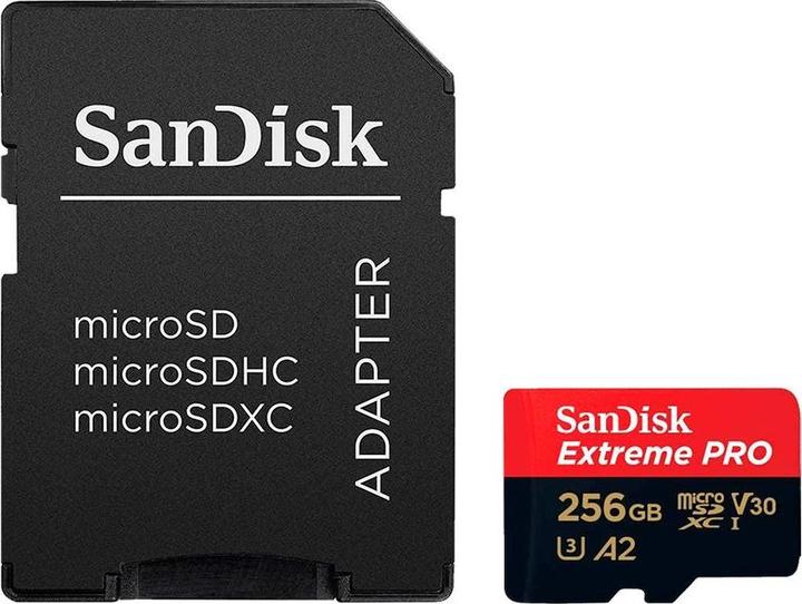 Actual product image SanDisk Extreme PRO UHS-I V30 (256 GB, microSDXC, U3, UHS-I)
