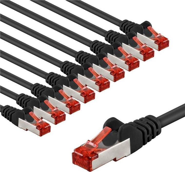Produktbild Goobay CAT 6 Patchkabel, S/FTP PiMF, 1 m, schwarz, 10er-Set (S/FTP, CAT6, 1 m)