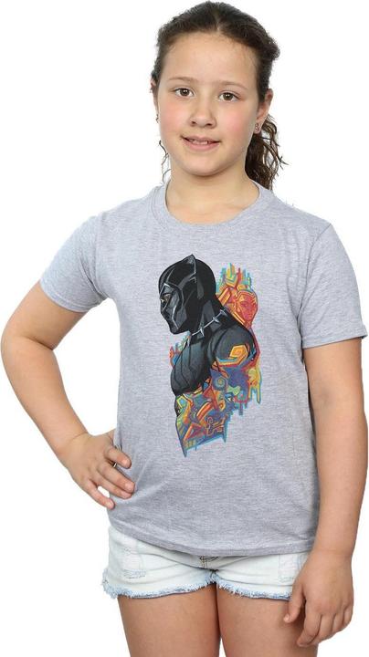Actual product image Girls Black Panther Profile Cotton T-Shirt (152, 158)