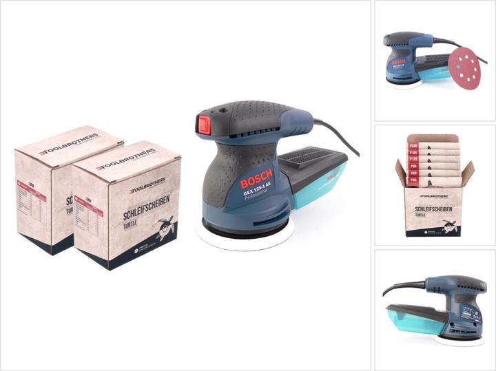 Bosch Professional Bosch GEX 125-1 AE Excentrische schuurmachine 250 Watt 125 mm ( 0601387500 ) + 2x Toolbrothers (Excentrische schuurmachine, 250 W)
