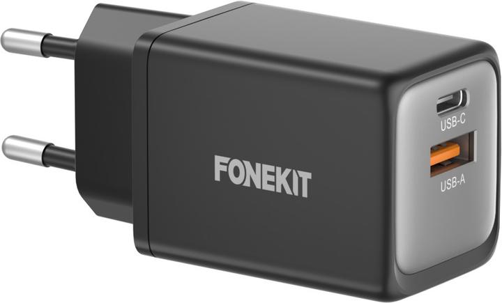 Image du produit FoneKit 48W GaN PD Power Adapter, USB-C + USB-A, black (48 W)