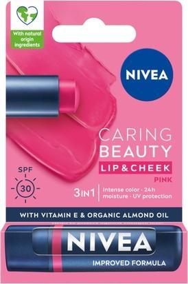 Immagine prodotto NIVEA Caring Beauty 3 In 1 Balsamo labbra curativo rosa - 48g