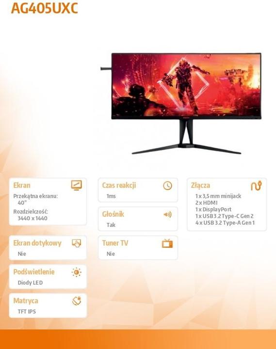 Image du produit AOC AG405UXC (3440 x 1440 pixels, 39.50")