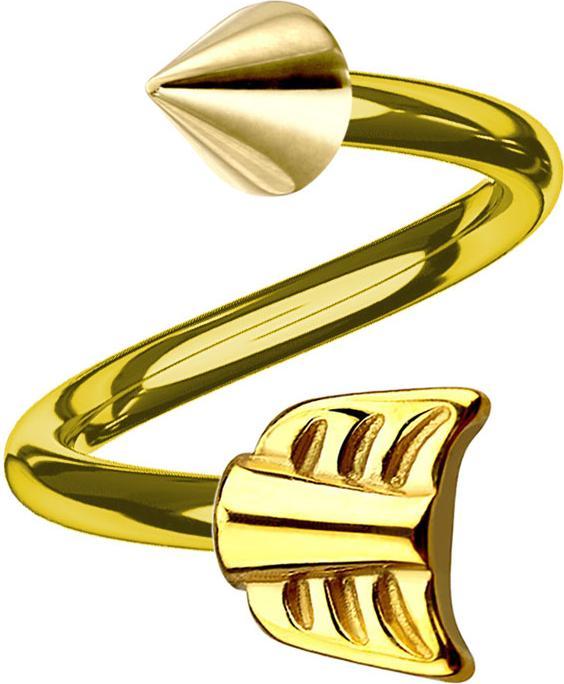 Produktbild Star Piercing Micro Spirale vergoldet mit Cone und Pfeil (Chirurgenstahl 316L)