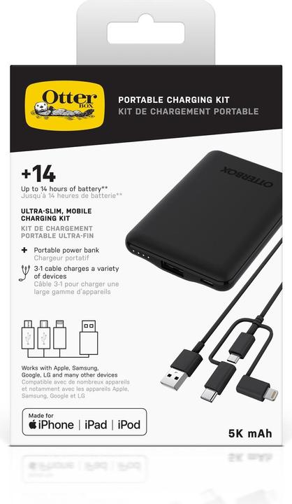 Image du produit OtterBox Mobile charging kit (Bloc d’alimentation standard : 5K mAh + câble 3 en 1) (5000 mAh, 10.50 W, 18.50 Wh)
