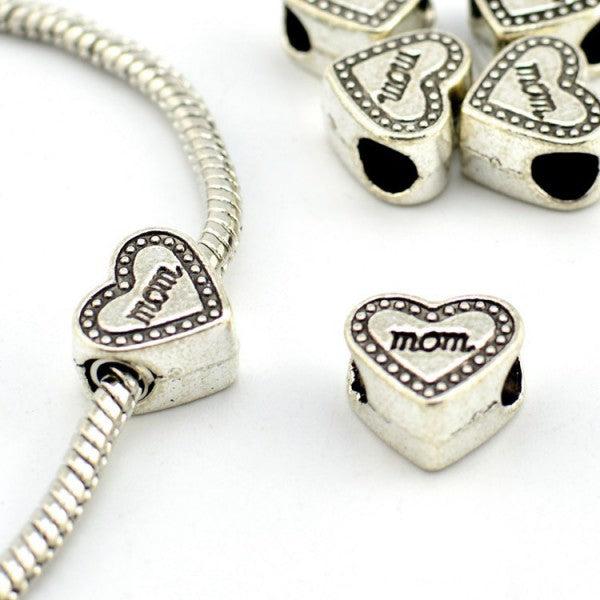 Hermex Herz Muttertag Bead Perle - Silbrig (Zinklegierung)