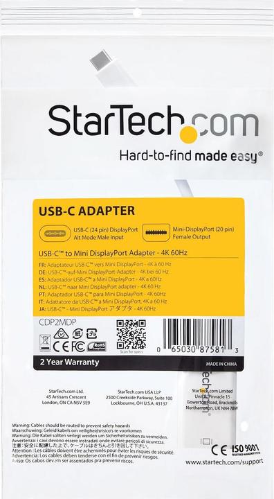 Actual product image StarTech USB-C zu Mini DisplayPort (Mini DP, 6 cm)