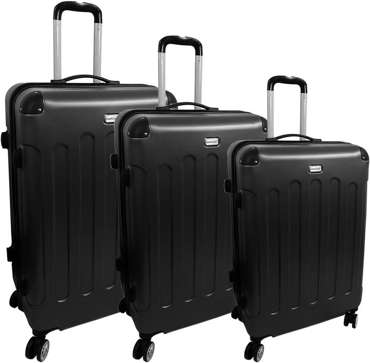 Immagine prodotto Mojawo Set di valigie di lusso a guscio rigido 3 pezzi, nero (Bagaglio a mano (fino a 50 litri), M (50 - 90l), L (90 - 115l))