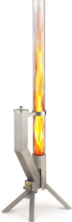 Produktbild Gardenflare Feuerrohr – elegante Edelstahl Feuersäule und Pelletfackel - silber (36 cm)