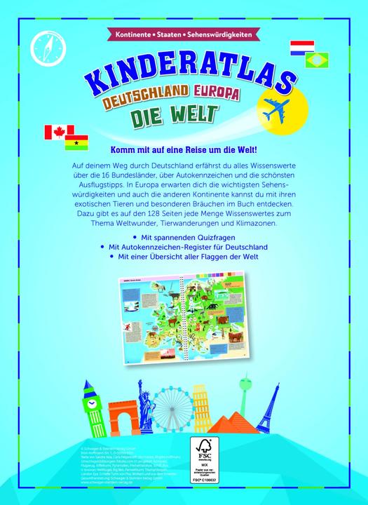 Immagine prodotto Kinderatlas Deutschland, Europa, die Welt (Tedesco, Casa editrice Schwager & Steinlein, 2023)