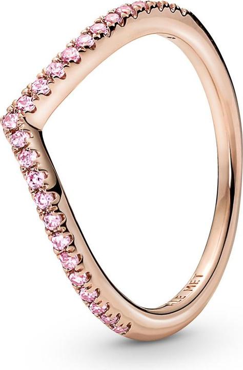 Pandora 14kt Rose Gold Sparkling Wishbone Pink Ring (56, 925 Silber)